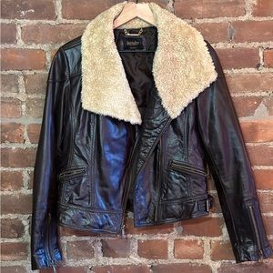 Leather Jacket with Sherpa